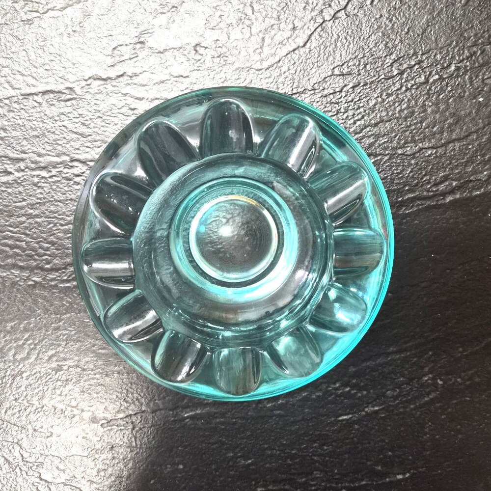 VTG Turquoise Czech Glass Wheel Bowl Adolf Matura Sklo Union Catchall AshtrayMCM